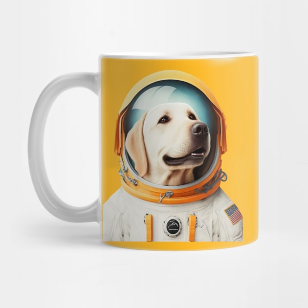 A Labrador Retriever in an astronaut suit by Nosametee